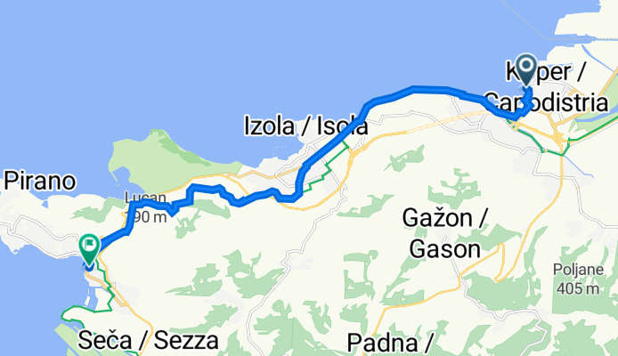 Trg Antona Ukmarja 2, Koper nach Obala 22–24, Portorož