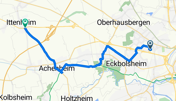 2 Rue Henri Bergson, Strasbourg à 1 Rue d'Achenheim, Ittenheim