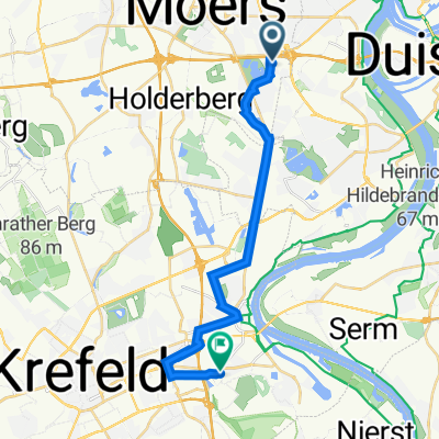 Robertstraße 4, Moers nach Rheinbabenstraße 86, Krefeld