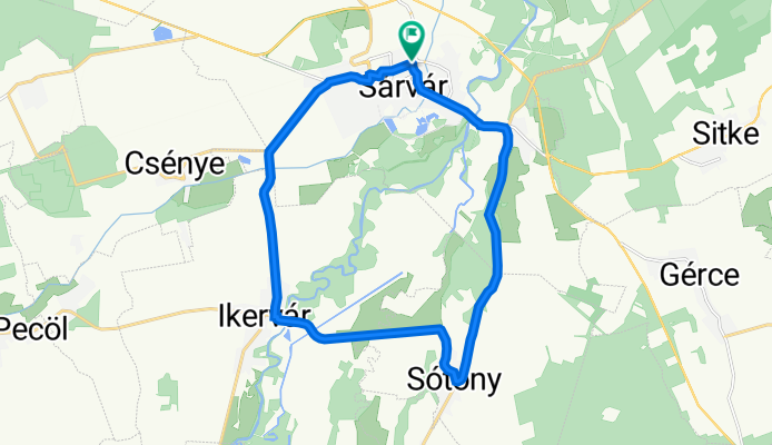 Gárdonyi Géza utca 27., Sárvár to Gárdonyi Géza utca 27., Sárvár
