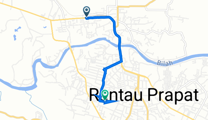 Jalan W. R. Supratman 140, Kecamatan Rantau Utara to Jalan Torpisang Mata 124, Kecamatan Rantau Utara