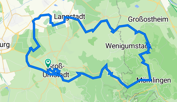 Groß-Umstadt nach Georg-August-Zinn-Straße 92, Groß-Umstadt