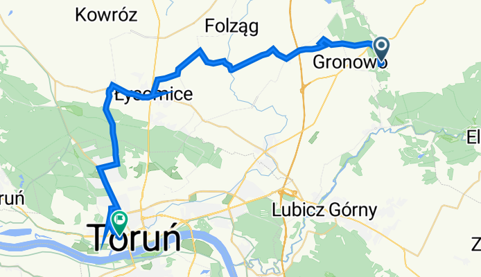 Pruska Łąka, Kowalewo Pomorskie do Wita Stwosza 6, Toruń