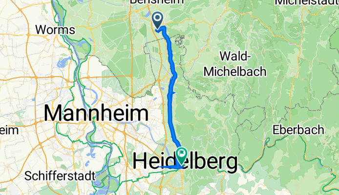 Gießener Straße 4, Heppenheim (Bergstraße) nach Kurfürsten-Anlage 23, Heidelberg