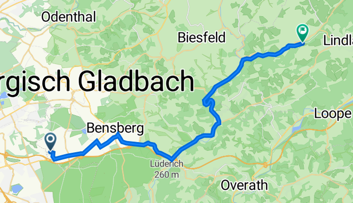 Ackerstraße 16, Bergisch Gladbach to Bergischer Panoramasteig, Lindlar
