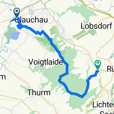 Auestraße 125, Glauchau nach Höhenweg 7, Sankt Egidien