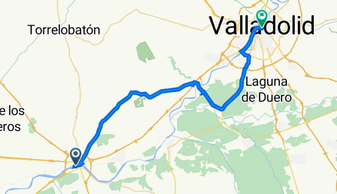 Calle Lérida 35, Tordesillas nach Calle Cebadería 1, Valladolid
