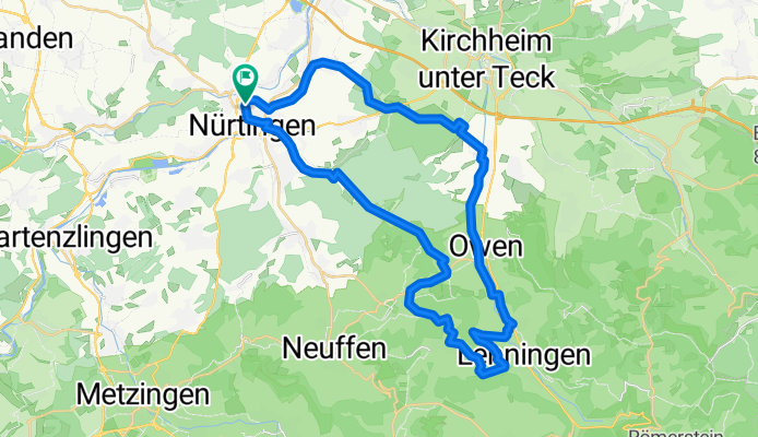 Nürtingen - Bürgerseen, Owen, Hochwang, E-Weiler, Tiefenbach - Nürtingen