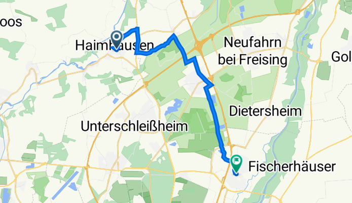 Rosenstraße 1, Haimhausen nach Münchener Straße 12, Garching bei München