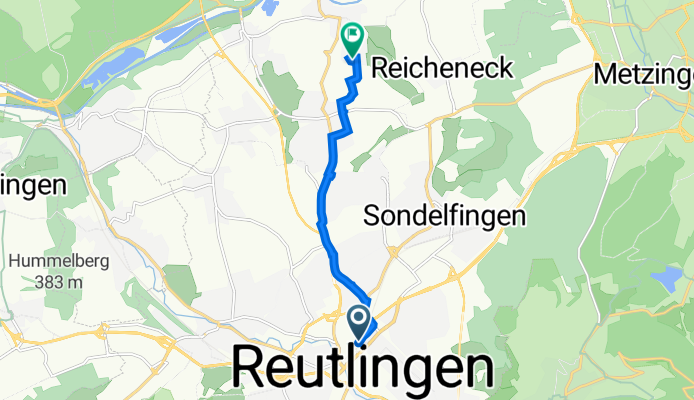 Bahnhofstraße 12, Reutlingen nach Wolfshecke 5, Reutlingen