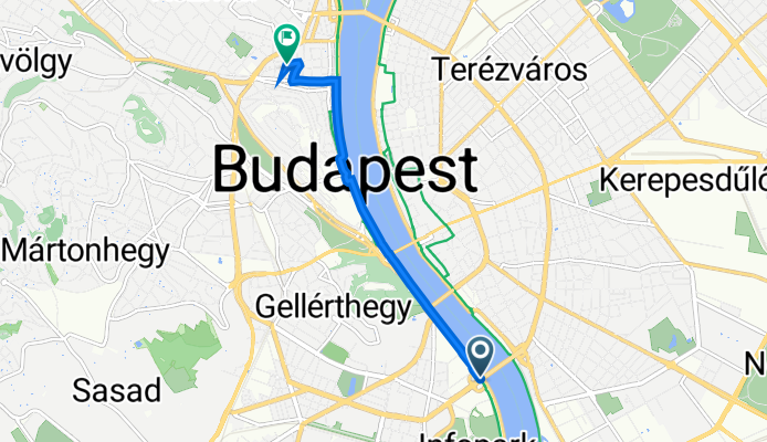 Petőfi híd, Budapest to Varsányi Irén utca 20., Budapest