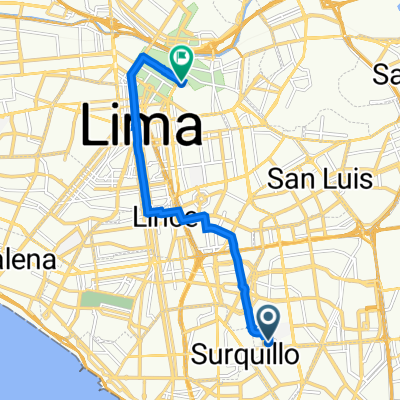 De Avenida Arquitecto Emilio Harth Terre 104, San Borja a Jirón Ayacucho 529, Lima