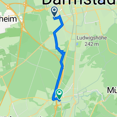 Deutsche-Telekom-Allee 1, Darmstadt nach Pfungstädter Straße 98, Darmstadt