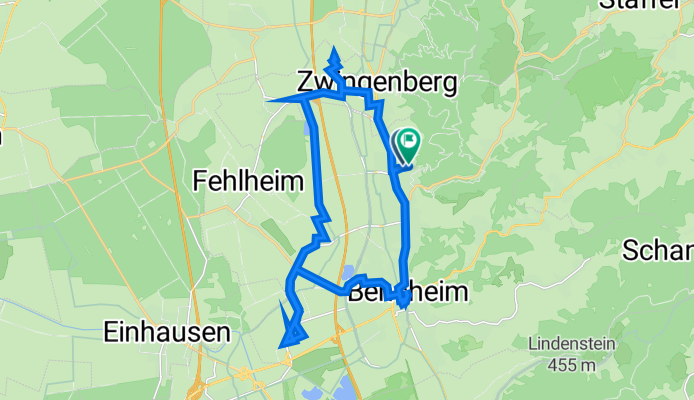 Friedrich-Ebert-Straße 16, Bensheim nach Margarethenstraße 25, Bensheim