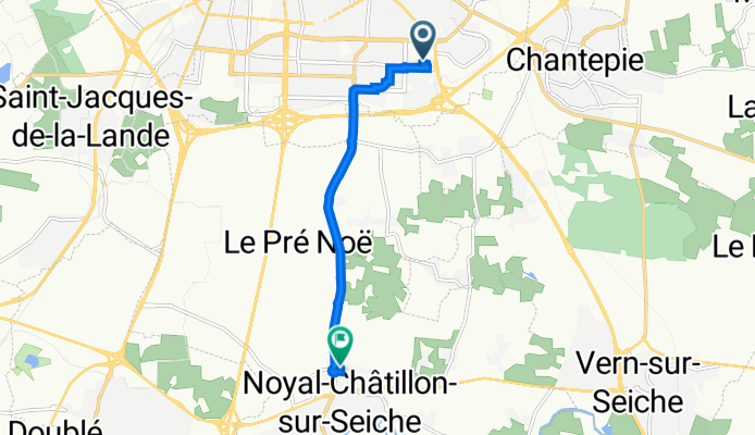 6 Square des Hautes Ourmes, Rennes à 1 Rue Germinal, Noyal-Châtillon-sur-Seiche