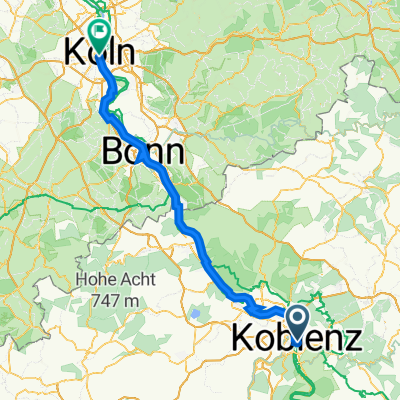 Julius-Wegeler-Straße 9, Koblenz to Seidmacherinnengäßchen 6, Cologne