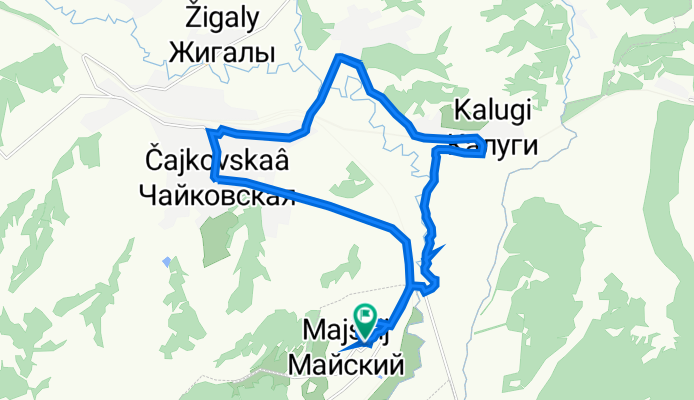От улица 9-й Пятилетки 9, Майский до улица 9-й Пятилетки 9, Майский