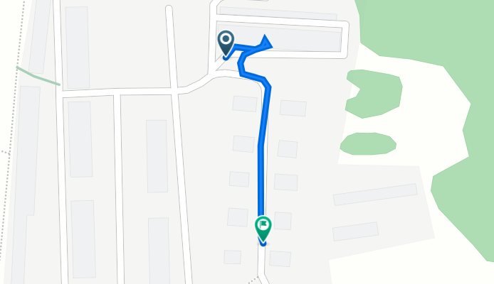 От Коммунальная улица 27, Красная Поляна до Коммунальная улица 18а, Красная Поляна