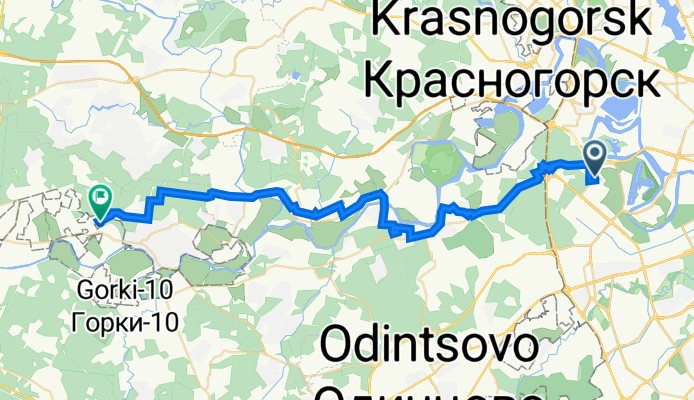 От улица Крылатские Холмы 36к2, Москва до Конник-2 Снт