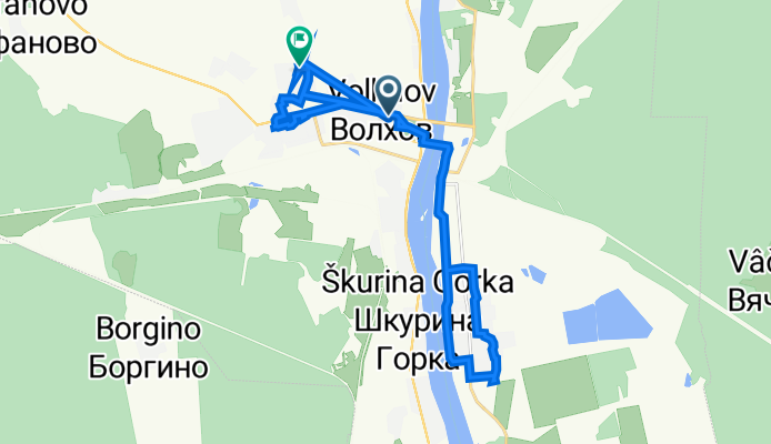 От проспект Державина 62, Волхов до Майская улица 10, Волхов