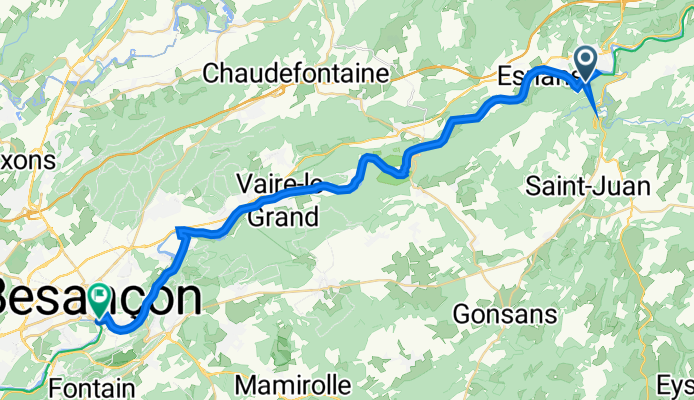 Baume-les-Dames to Eurovélo 6, Besançon