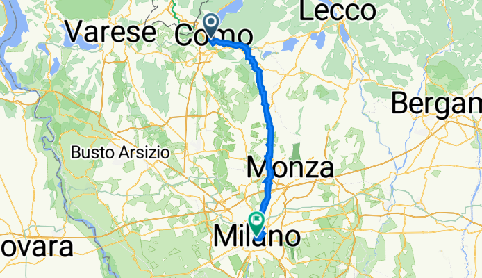 Piazza Cacciatori delle Alpi 71, Como nach Piazza della Scala 3, Mailand