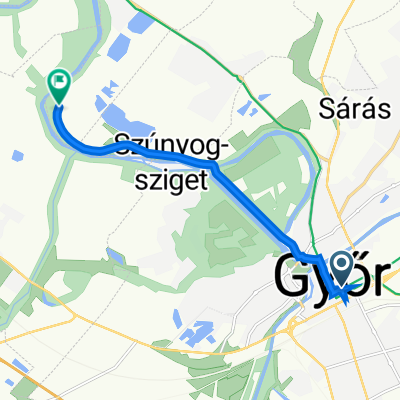 Teleki László utca 51, Győr to Peca Sziget, Győrzámoly