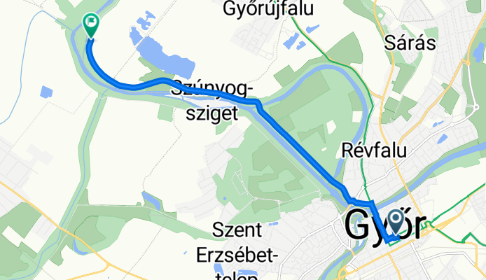 Teleki László utca 51, Győr to Peca Sziget, Győrzámoly