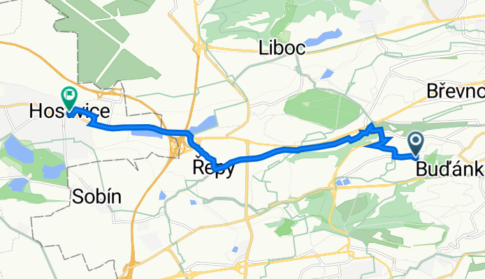 Pod Kotlářkou 1152/5, Praha 5 до Potoční 24, Hostivice