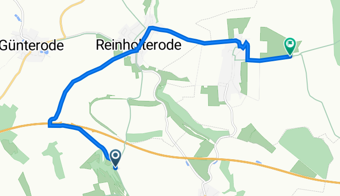 Straße ohne Straßennamen, Bodenrode-Westhausen nach Steinbach