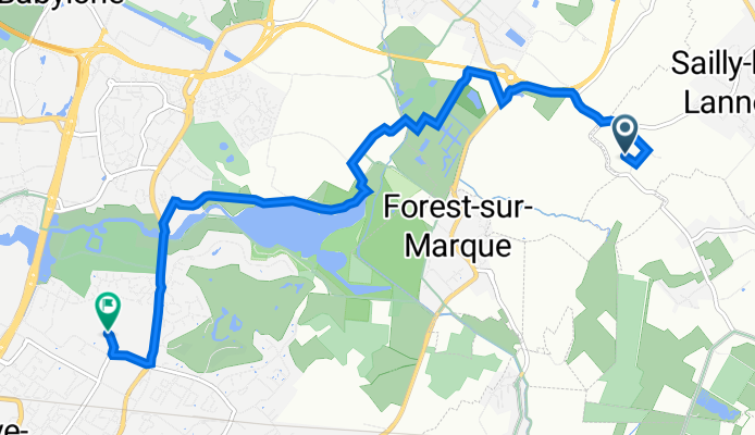 20 Voie, Sailly-lez-Lannoy à 21 Rue Saint-Jean-Baptiste-de-la-Salle, Villeneuve-d'Ascq