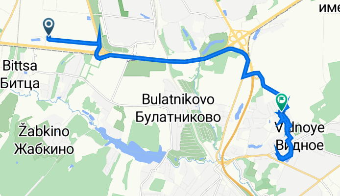 От Востряковский проезд 10б, строение 1, Москва до бульвар Зеленые Аллеи 14, Видное