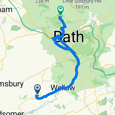 Orchard Way, Peasedown St John, Bath to 32 Beckford Dr, Lansdown, Bath