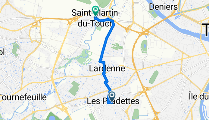 9 Place des Pradettes, Toulouse à 2 Rue René Sentenac, Toulouse