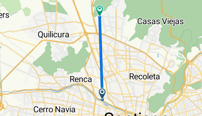 Ruta a Avenida el Guanaco Norte 2072, Huechuraba