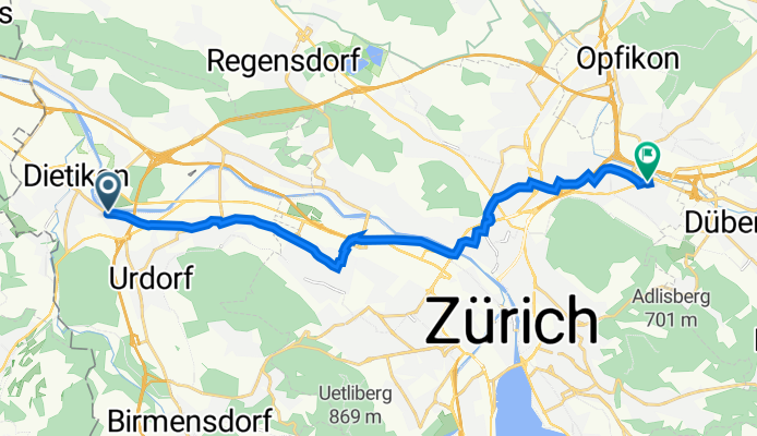 Zürcherstrasse 134, Dietikon nach Winterthurerstrasse 698, Zürich