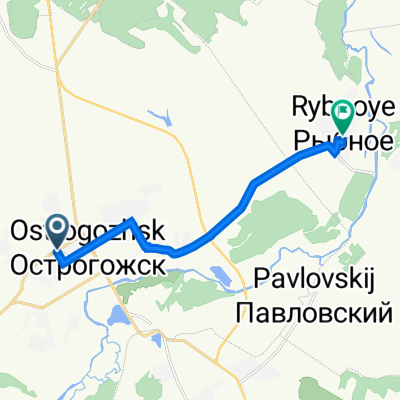 От Комсомольская улица 64, Острогожск до Центральная улица, Рыбное