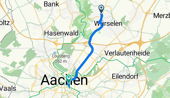 Gracht 23, Würselen nach Adalbertstraße 6–58, Aachen