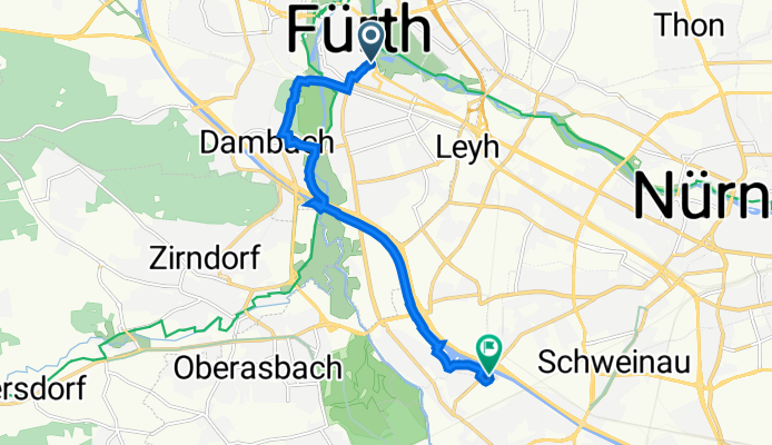Friedrichstraße 1, Fürth nach Südwestpark 56, Nürnberg