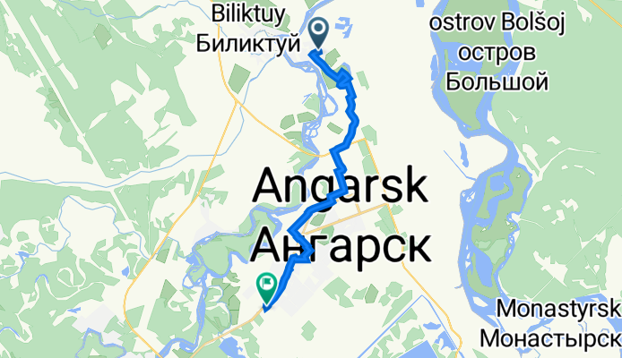 От 1-я Озерная улица 17, Ангарск до улица 215 квартал 30С, Ангарск