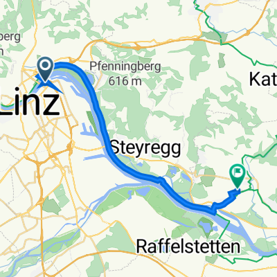 Straßerau 6, Linz nach Diamantweg 6, Luftenberg an der Donau