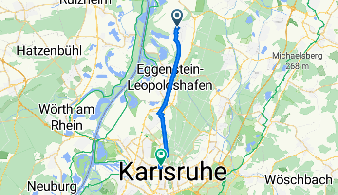 Max-Planck-Straße 4, Linkenheim-Hochstetten nach Jahnstraße 5, Karlsruhe