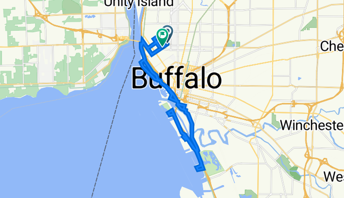 148 York St, Buffalo to 201–279 Plymouth Ave, Buffalo