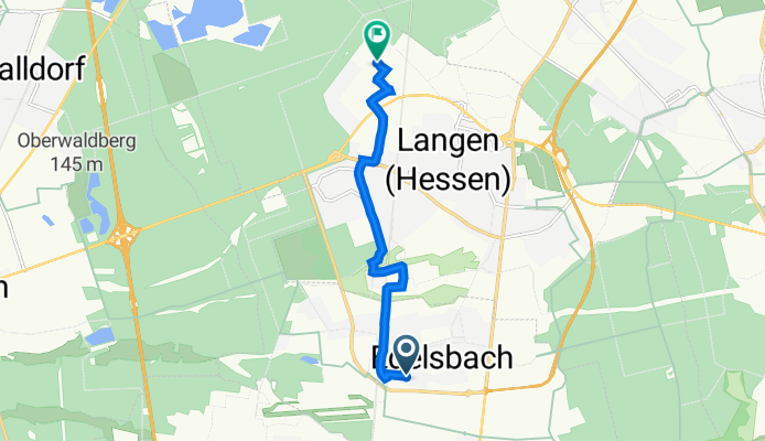 Thüringer Straße 34, Egelsbach to Am DFS-Campus 10, Langen