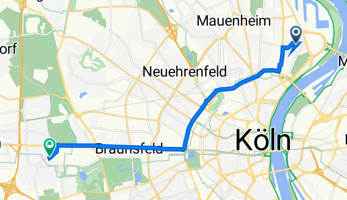 Hildegardisstraße 1, Köln nach Sudetenweg 42, Köln