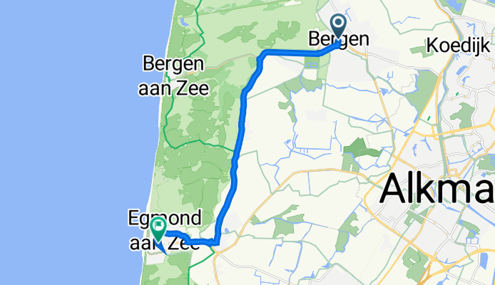 Plein 1, Bergen (NH) nach Julianastraat 1, Egmond aan Zee