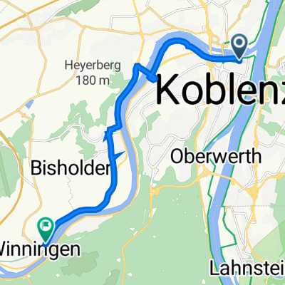 Eltzerhofstraße, Koblenz nach Röttgenweg 1, Winningen