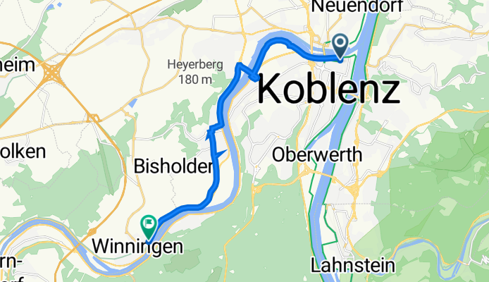 Eltzerhofstraße, Koblenz nach Röttgenweg 1, Winningen