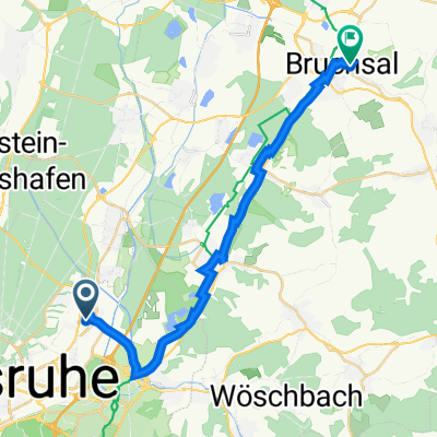 Zwickauer Straße 1, Karlsruhe nach Kapuzinergarten 40, Bruchsal