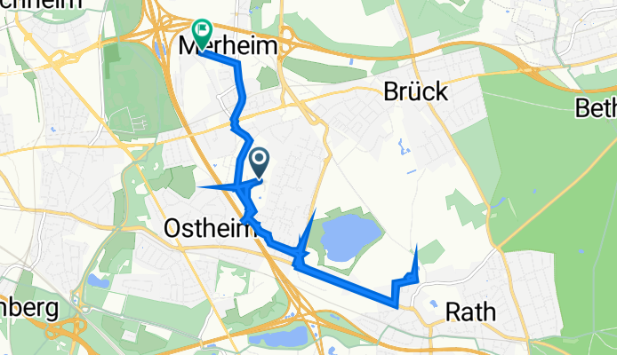 Ostmerheimer Straße 55B, Кельн до Fußfallstraße 62, Кельн